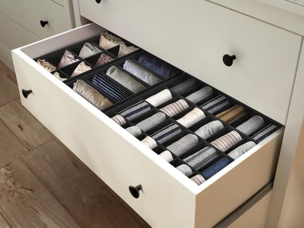Bomclap Houseware 4-Pack skuffe arrangør sæt - skab dividere til undertøj, sokker, bh'er, tørklæder, slips - foldbare ikke-vævede opbevaringskasser