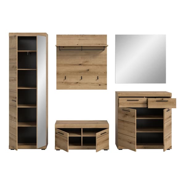 Scout garderobe oppstilling 5 deler eik dekor.