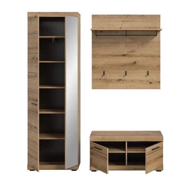 Scout garderobe oppstilling 3 deler eik dekor.