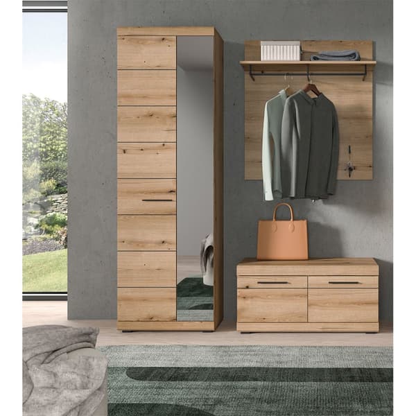 Scout garderobe oppstilling 3 deler eik dekor.