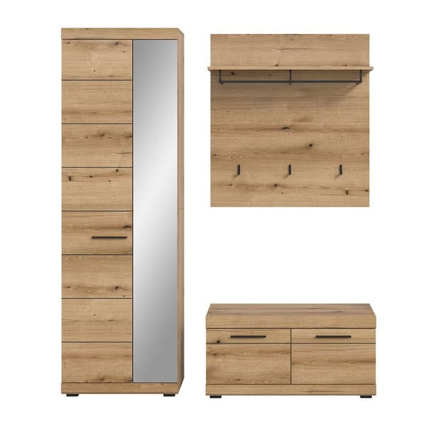 Scout garderobe oppstilling 3 deler eik dekor.