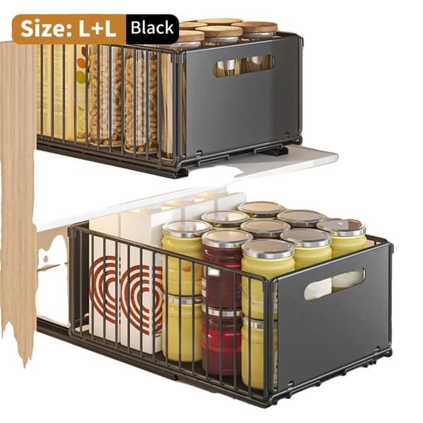 Under Sink Organizer, Glatte Skinnesystemer, Dobbelt Lag Design,2PCS 19cm