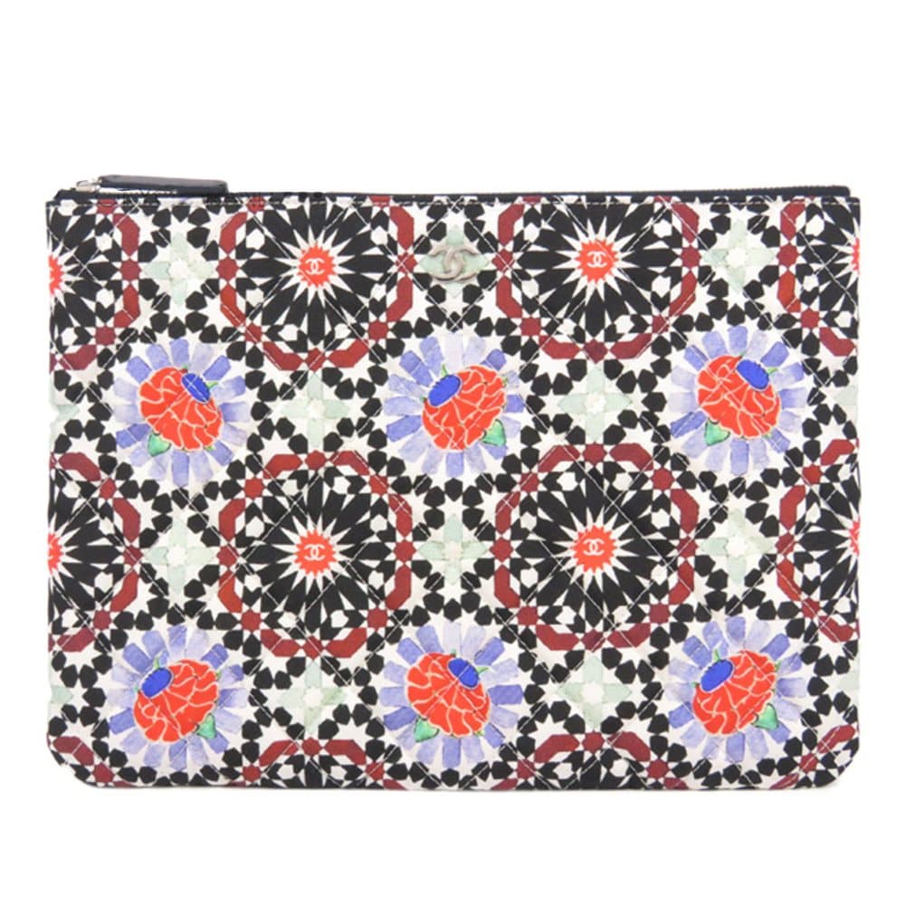 Chanel Christmas Canvas Clutch Bag Multi