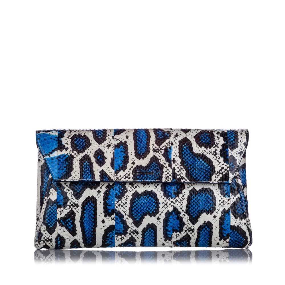 Pre-owned Alexander McQueen Python Clutch Bag Blue