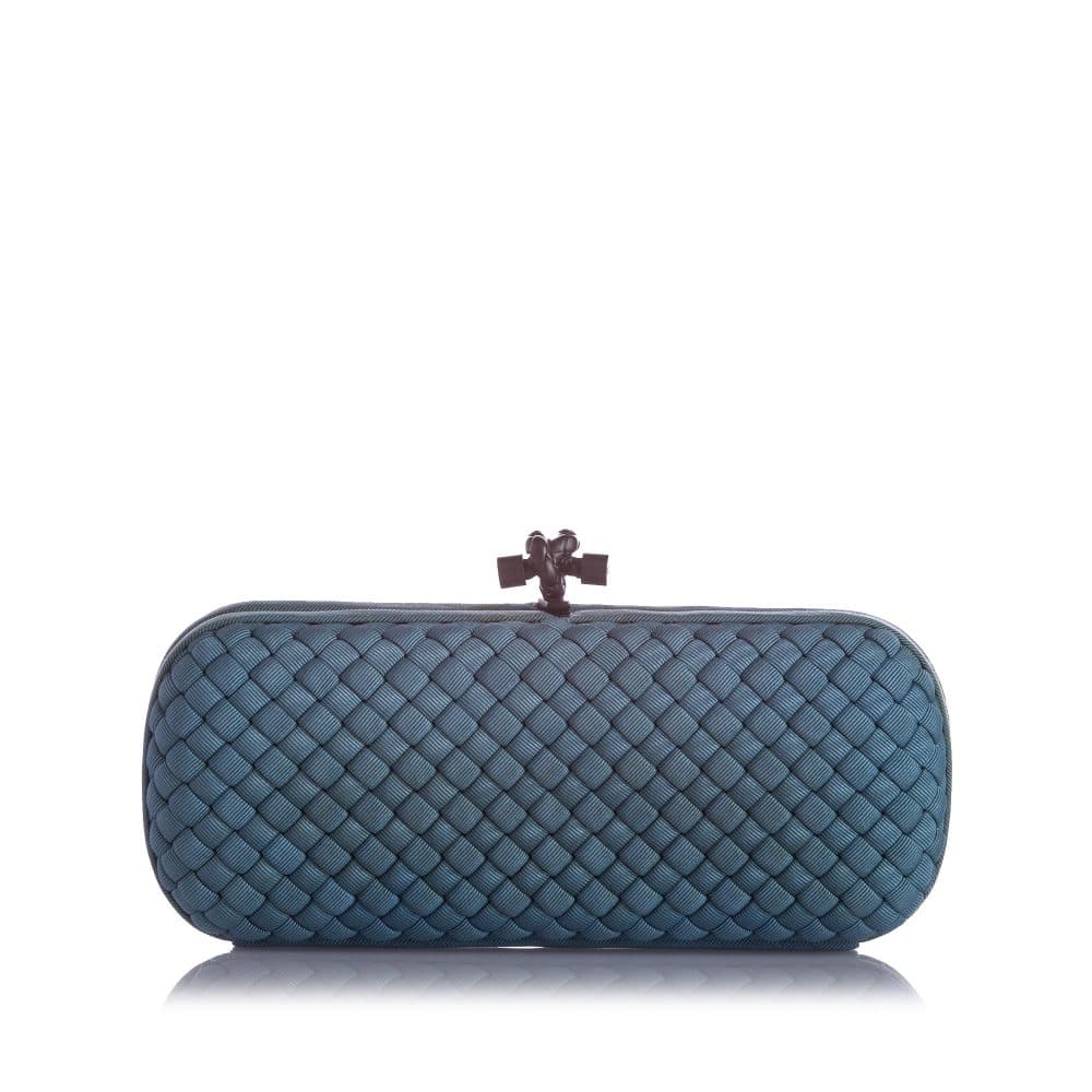 Bottega Veneta Knot Silk Clutch Bag Green