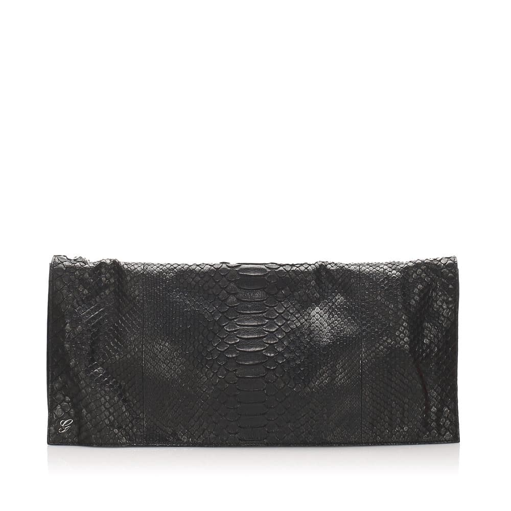 Pre-owned Gucci Python Clutch Bag Black