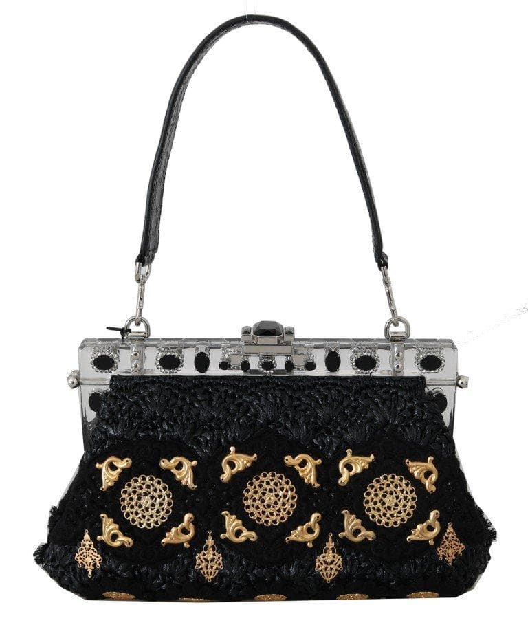 Dolce & Gabbana VANDA Svart Tassel Gulddetaljer Festväskor