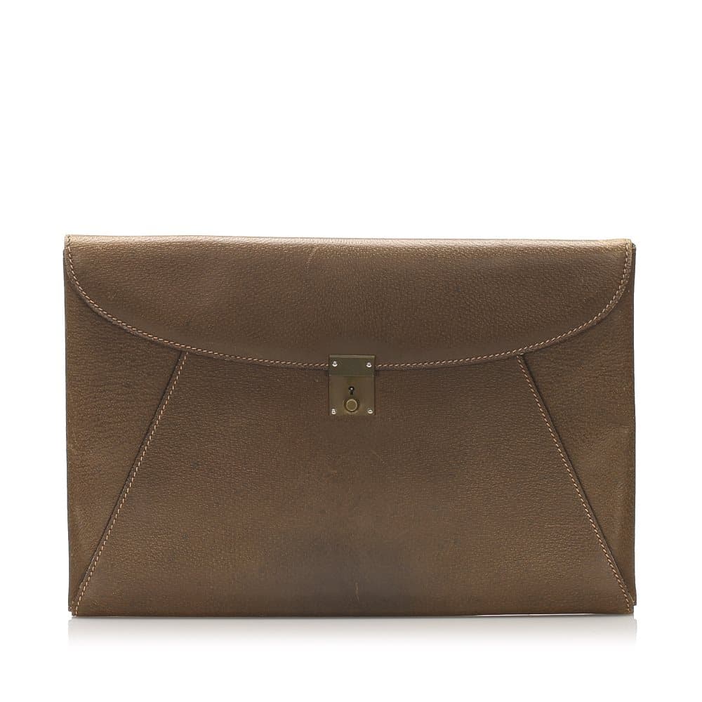 Pre-owned Gucci Leather Clutch Bag Brown
