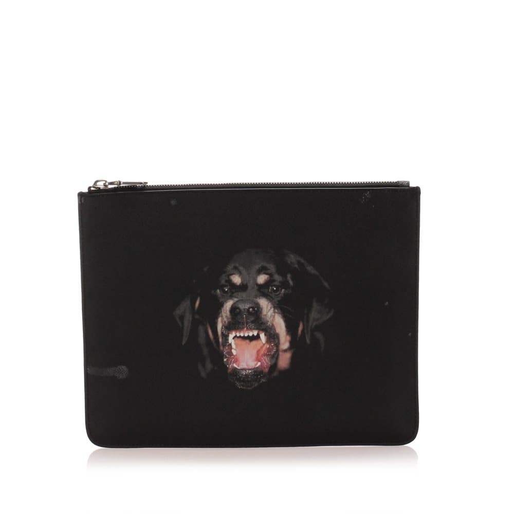 Givenchy Antigona Rottweiler Leather Clutch Bag Black