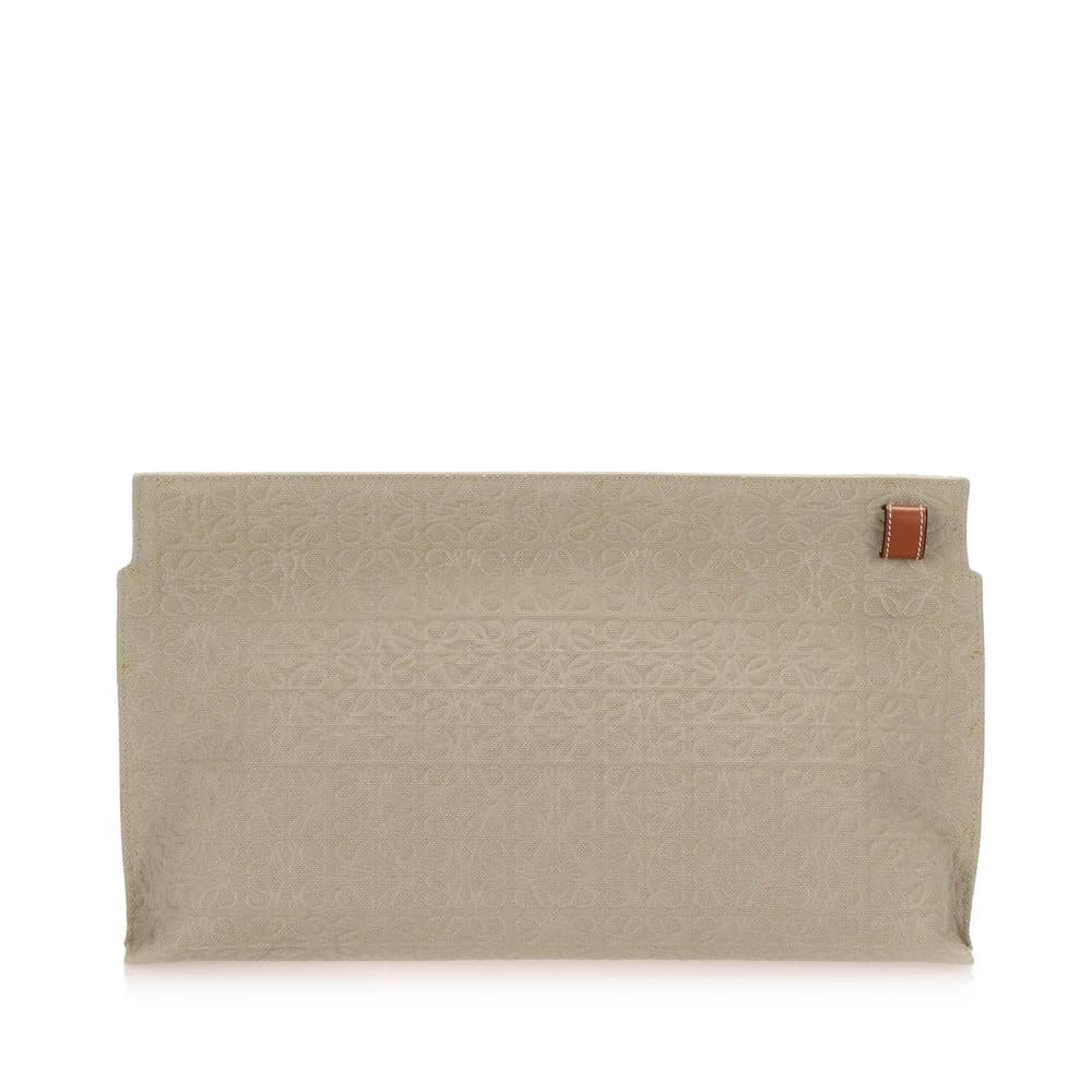 Loewe Anagram Canvas Clutch Bag Brown
