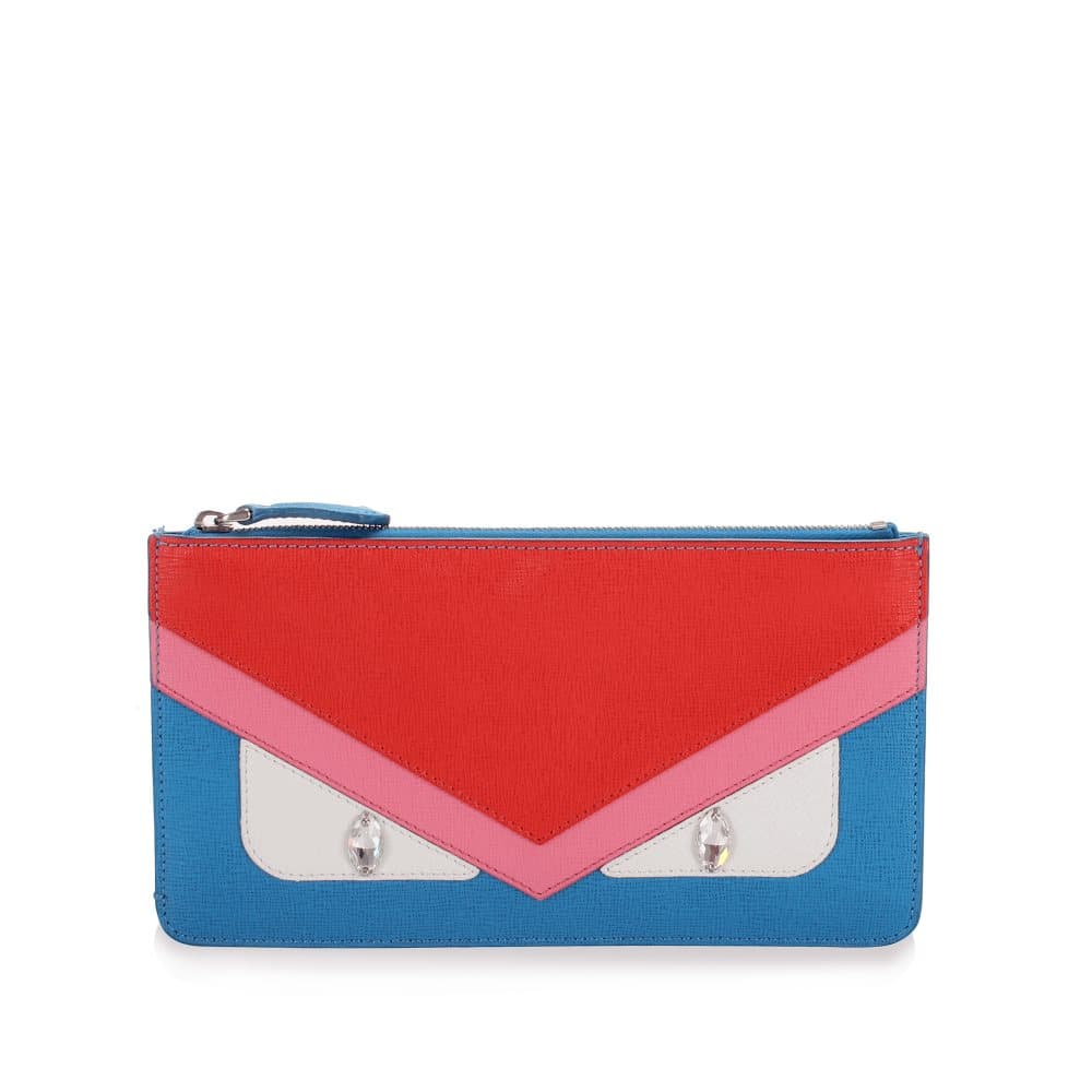 Fendi Monster Leather Clutch Bag Red