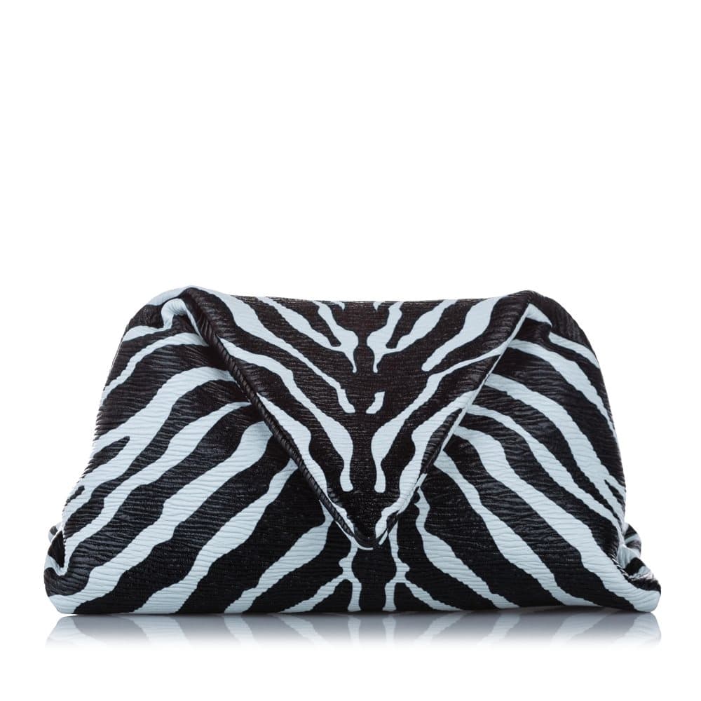 Pre-owned Bottega Veneta Zebra Print Envelope Leather Clutch Bag Black