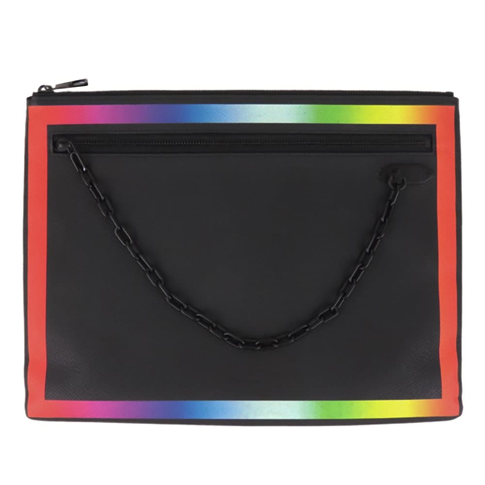 Pre-owned Louis Vuitton Taiga Rainbow Pochette A4 Black
