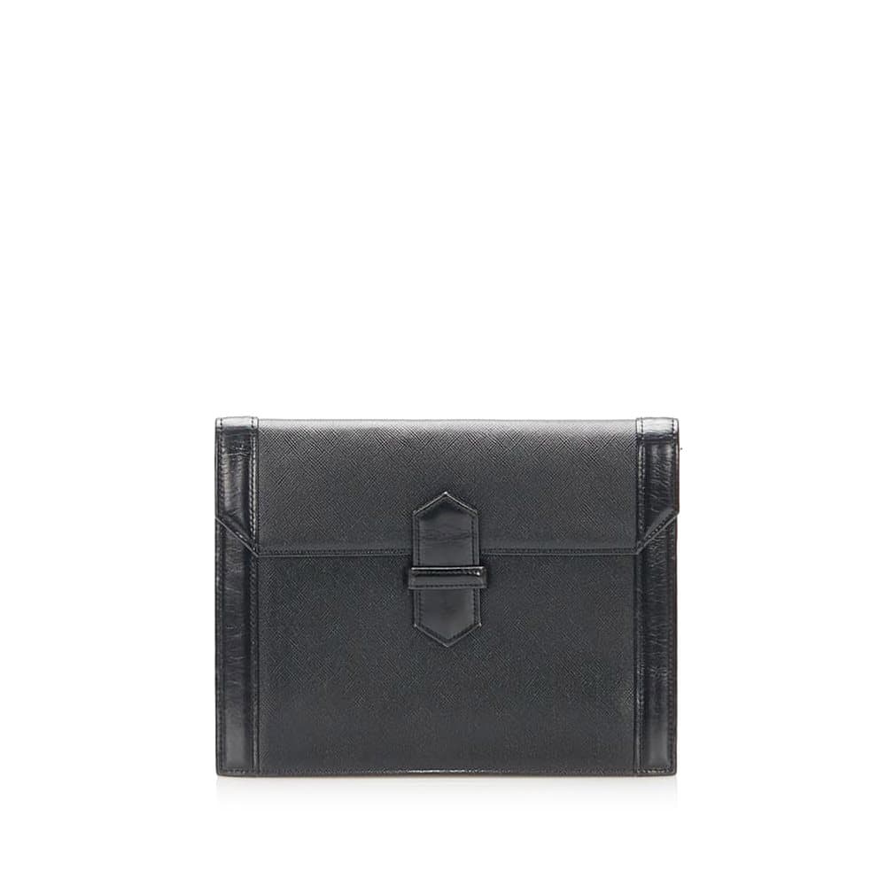 Pre-owned YSL Leather Clutch Bag Black