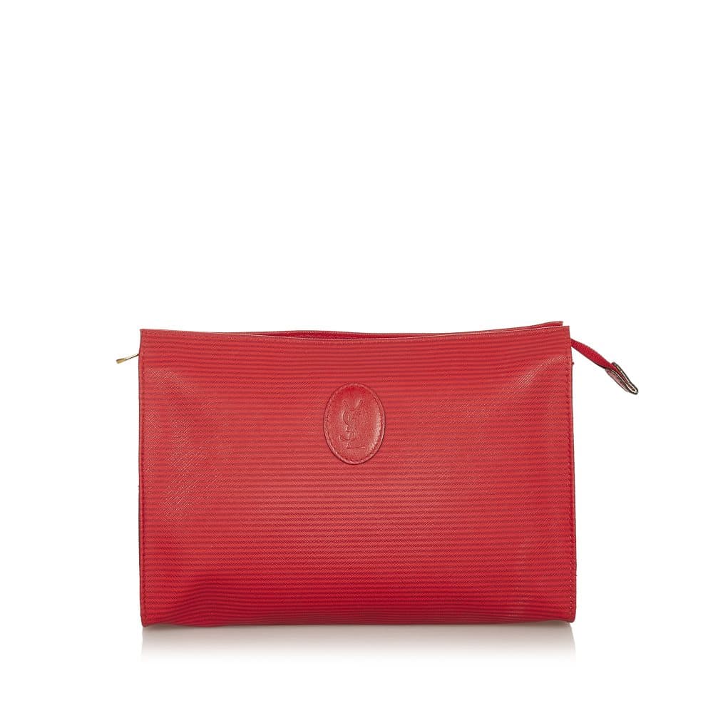 Pre-owned YSL Canvas Clutch Bag Red