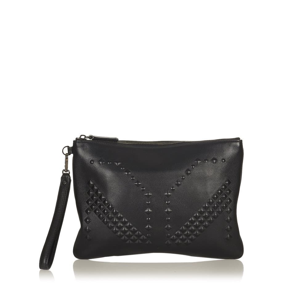Pre-owned MCM Studded Leather Clutch Bag Black