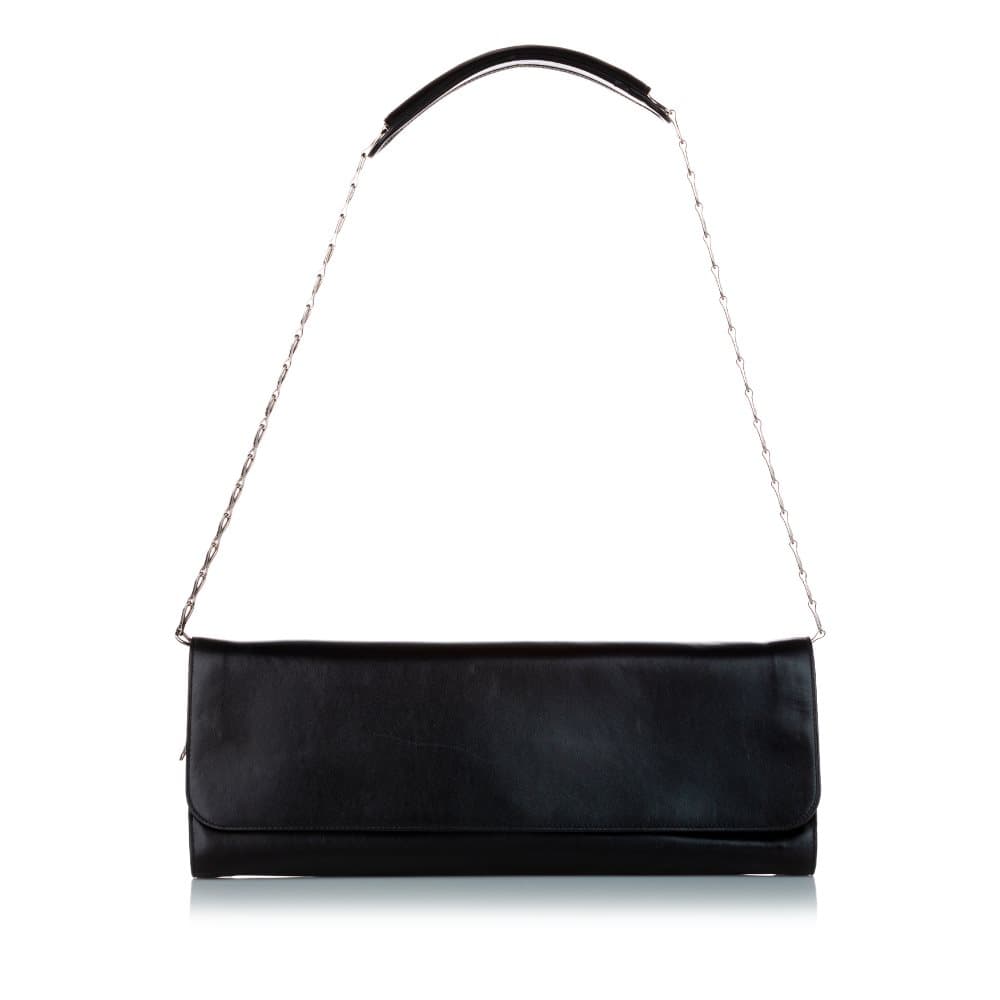 Pre-owned Balenciaga Oversized Leather Clutch with Chain Bag Black