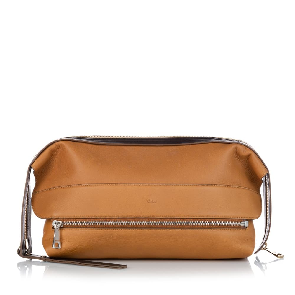 Pre-owned Chloe Dalston Leather Oversized Clutch Bag Brown