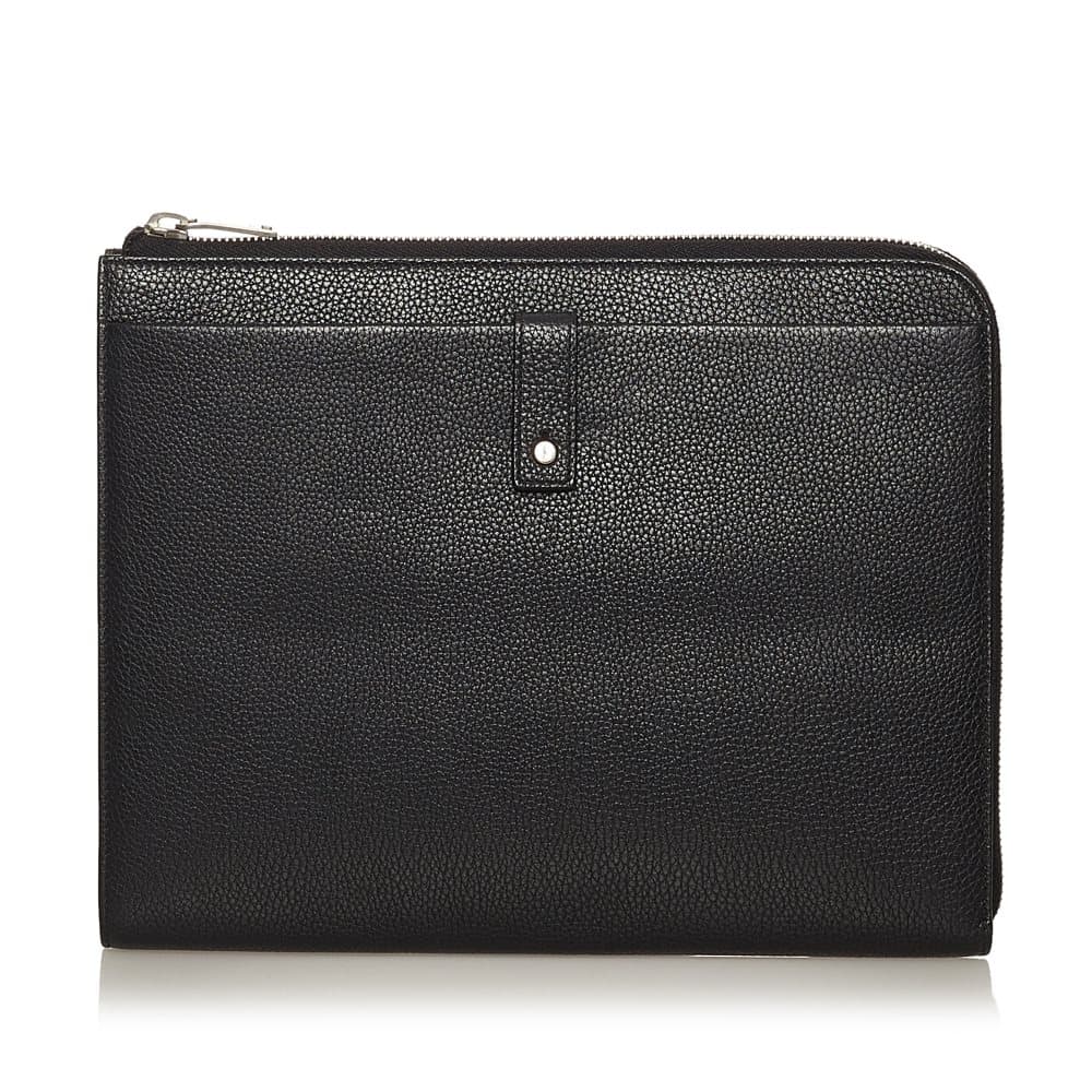 Pre-owned Saint Laurent Leather Clutch Bag Black