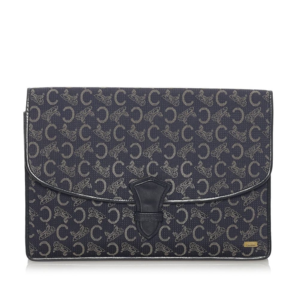 Pre-owned Celine C Macadam Canvas Clutch Bag Blue