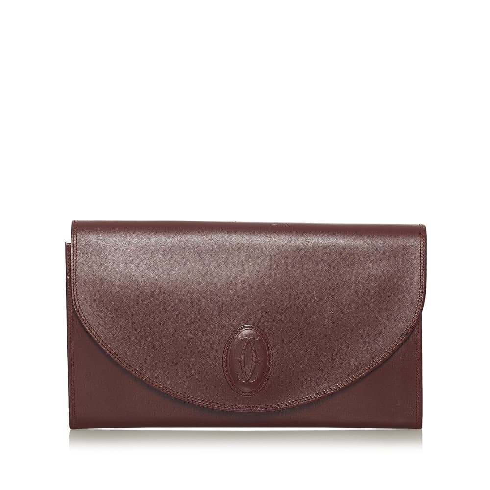 Pre-owned Cartier Must de Cartier Leather Clutch Bag Red