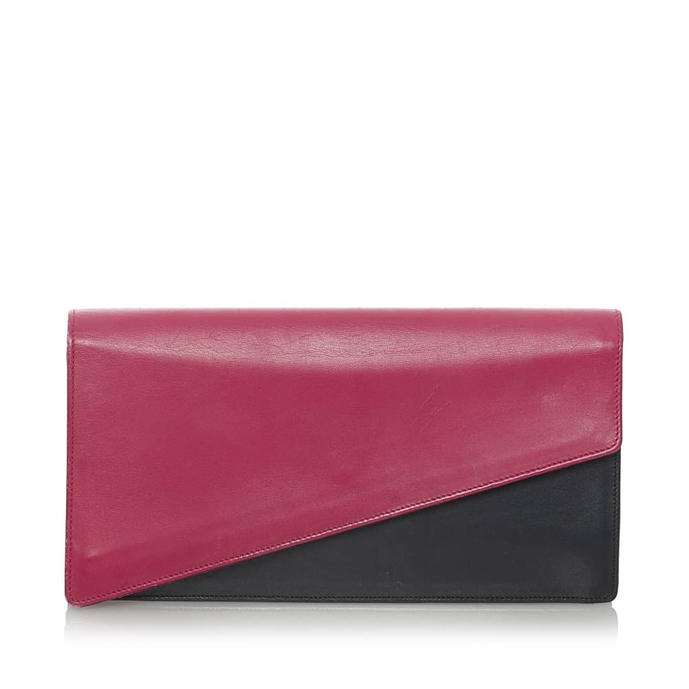 Pre-owned Saint Laurent Leather Clutch Bag Red