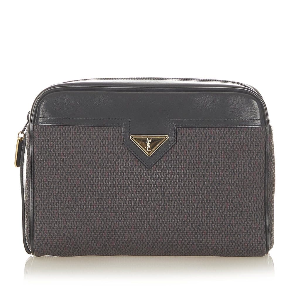 Pre-owned YSL Canvas Clutch Bag Gray