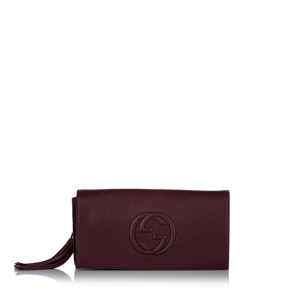 Pre-owned Gucci Soho Disco Leather Clutch Bag Red