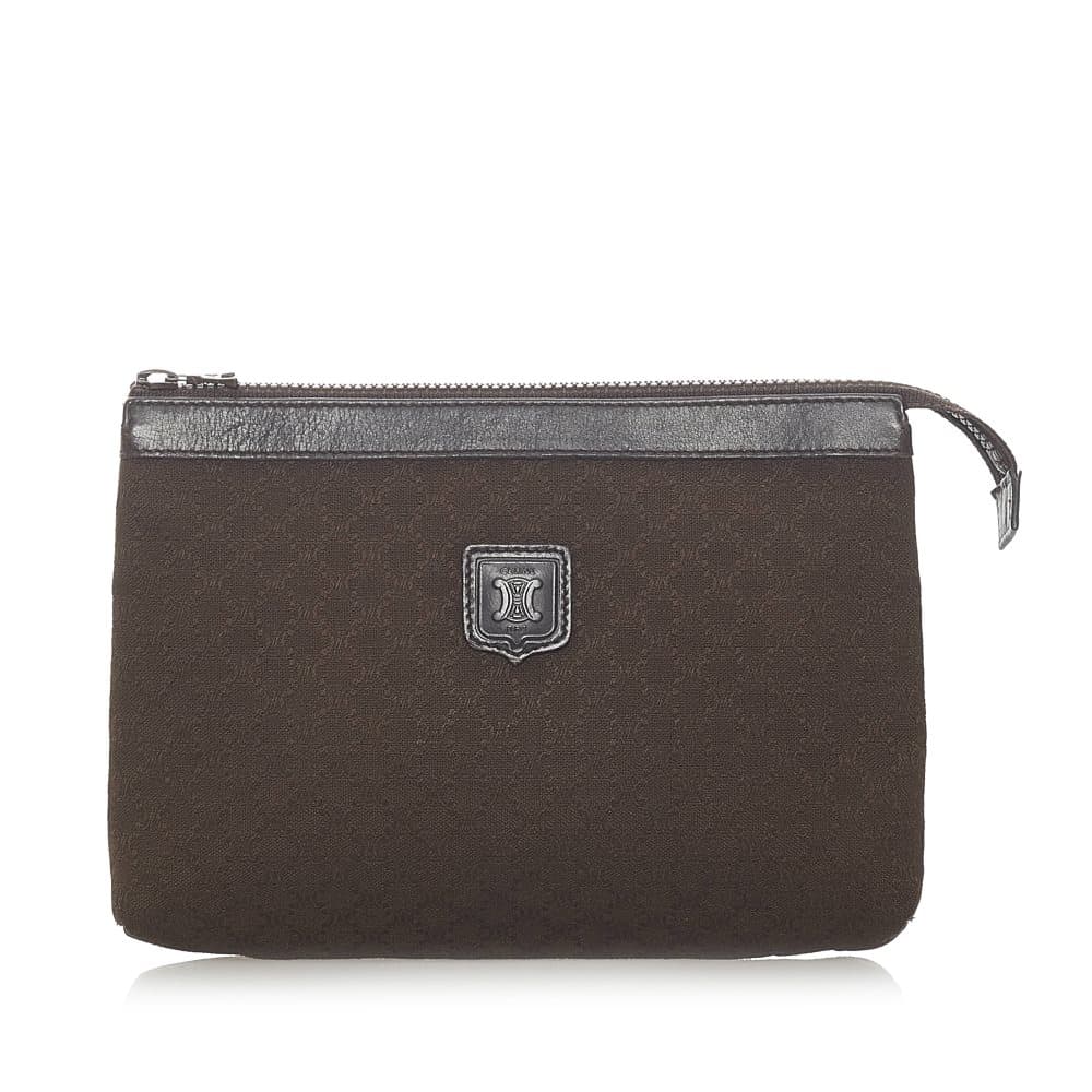 Pre-owned Celine Macadam Canvas Clutch Bag Brown