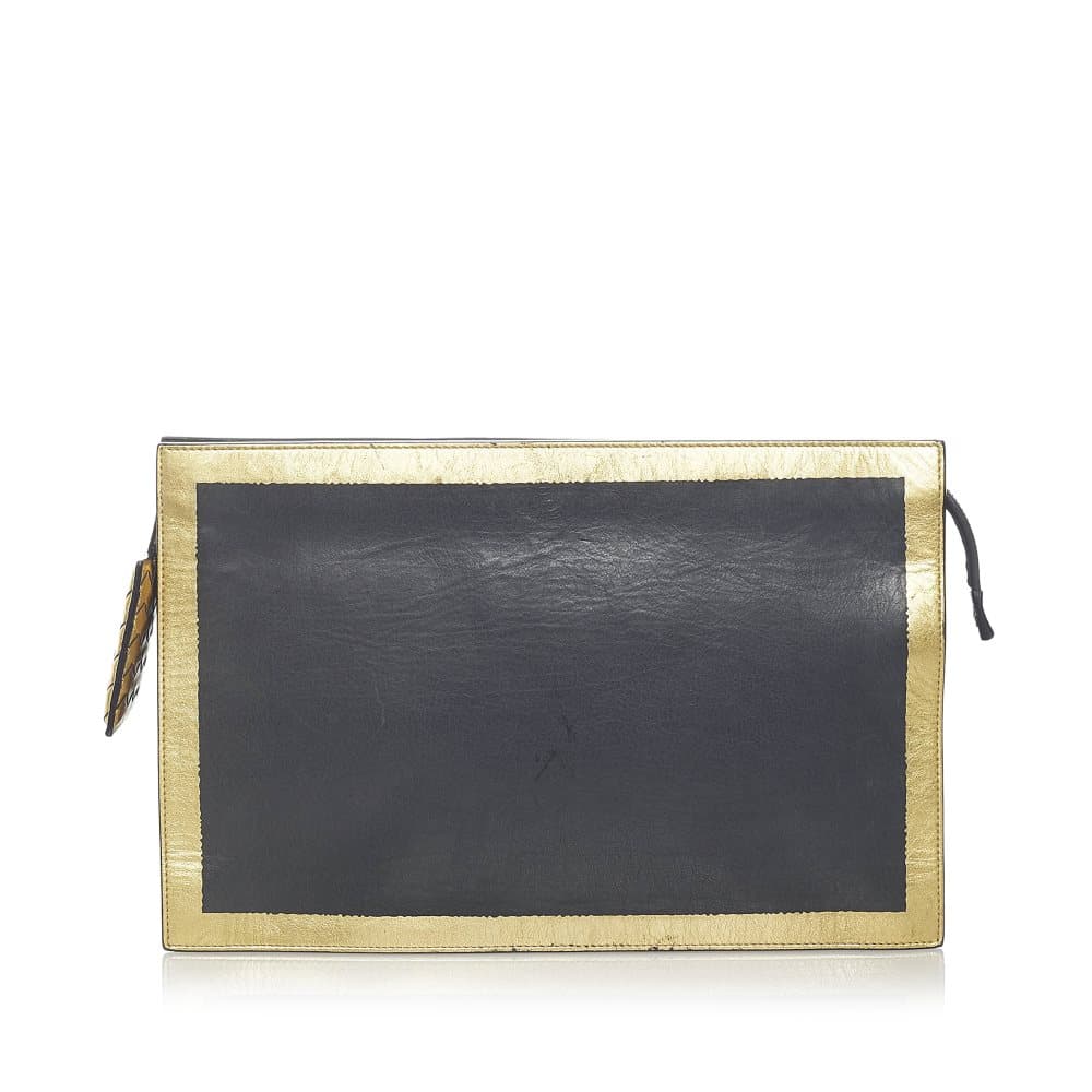 Pre-owned Bottega Veneta Leather Clutch Bag Black