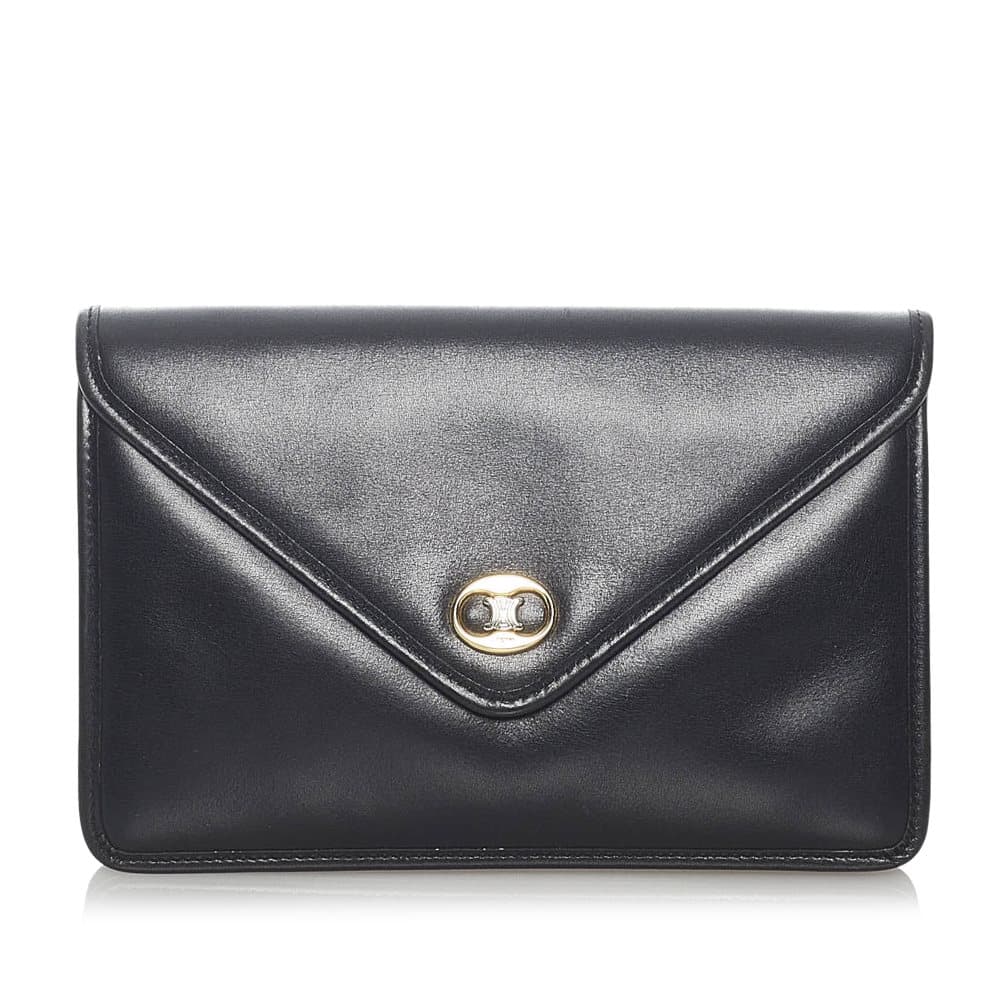 Pre-owned Celine Leather Clutch Bag Black