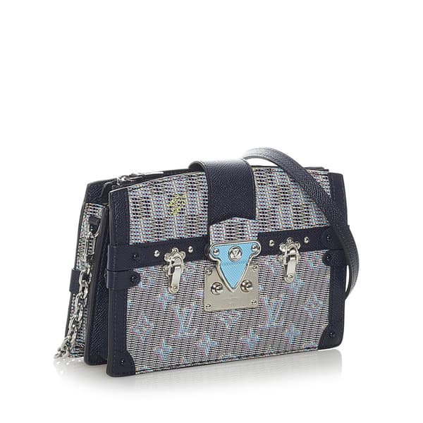 Pre-owned Louis Vuitton Monogram Damier Pop Trunk Clutch  Gray