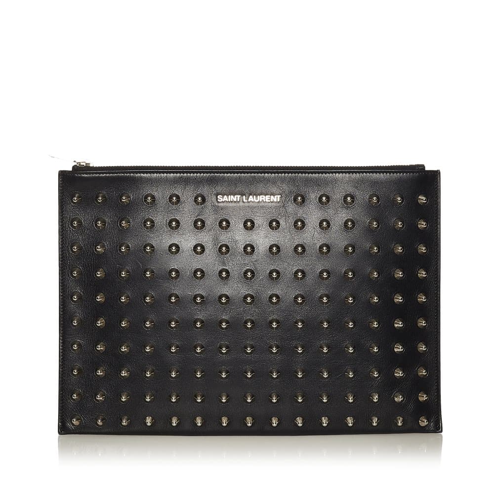 Pre-owned Saint Laurent Studded Clutch Bag Black