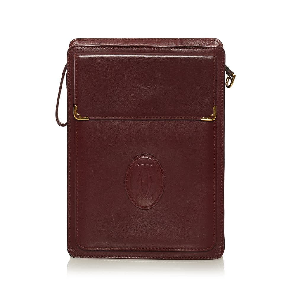 Pre-owned Cartier Must de Cartier Leather Clutch Bag Red