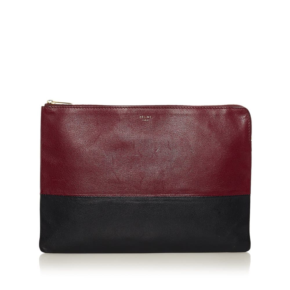 Pre-owned Celine Leather Clutch Bag Red