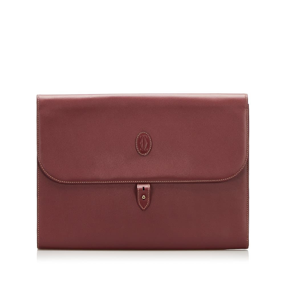 Pre-owned Cartier Must de Cartier Clutch Bag Red