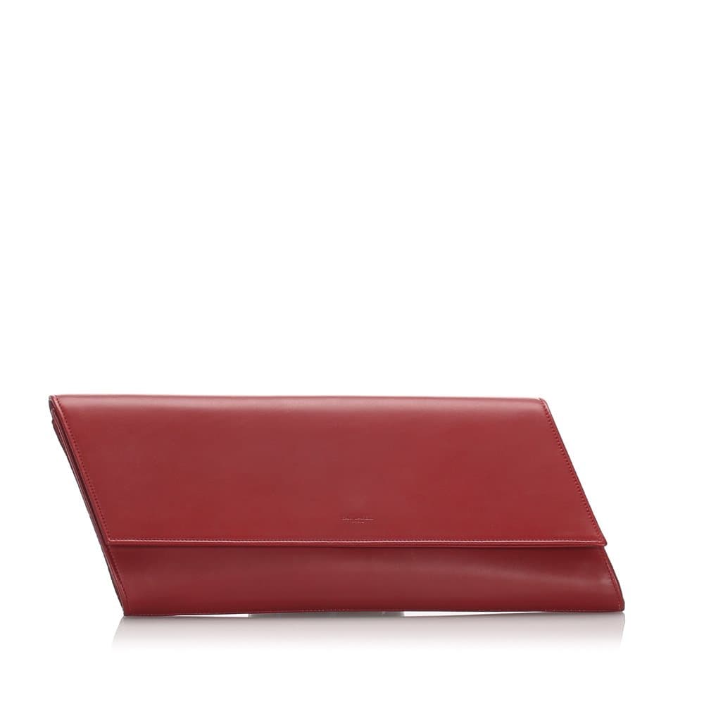Pre-owned Saint Laurent Leather Diagonale Clutch Bag Red