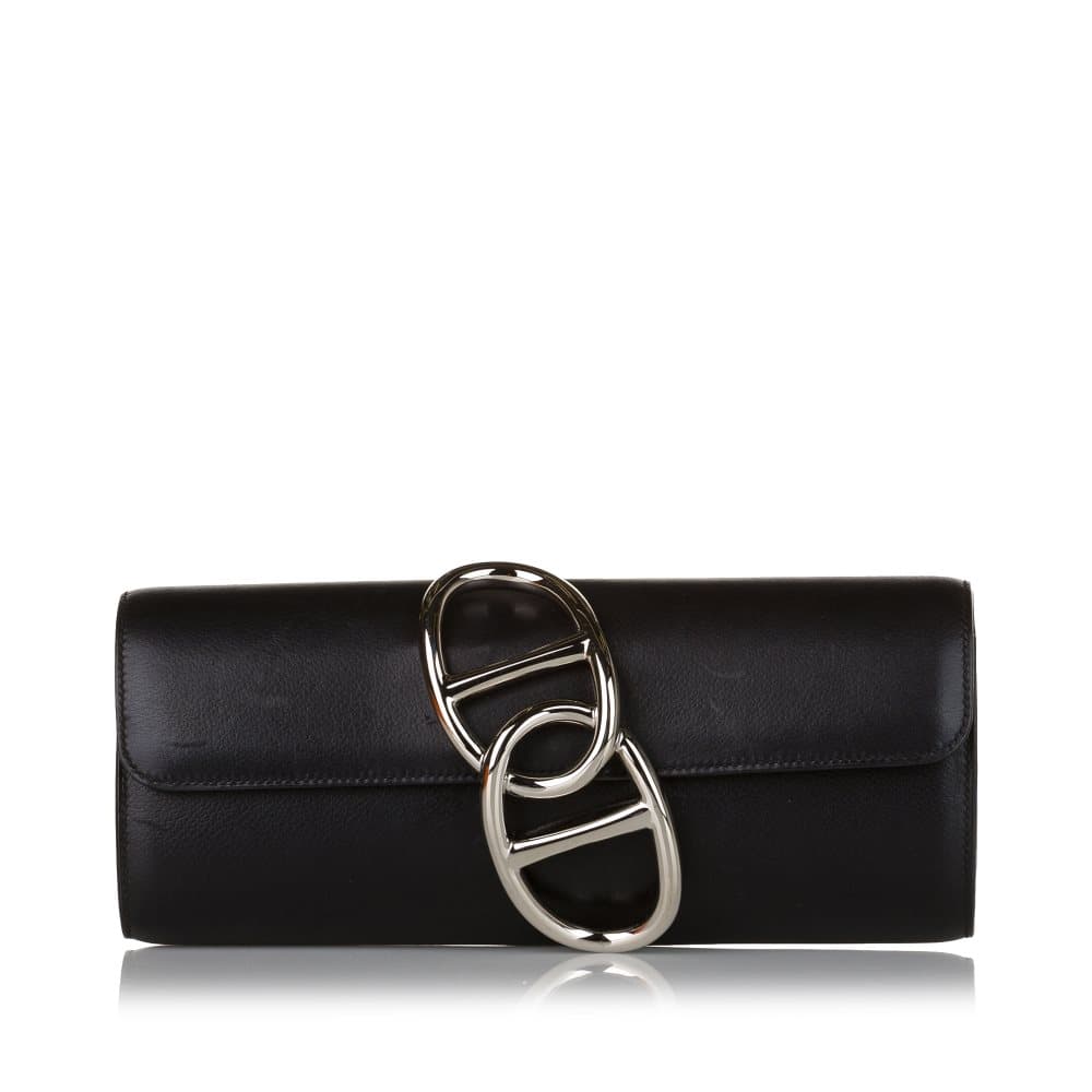 Pre-owned Hermes Tadelakt Egee Clutch Bag Black
