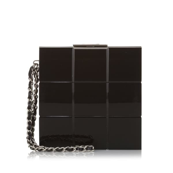Pre-owned Chanel Choco Bar Lucite Perspex Clutch Black