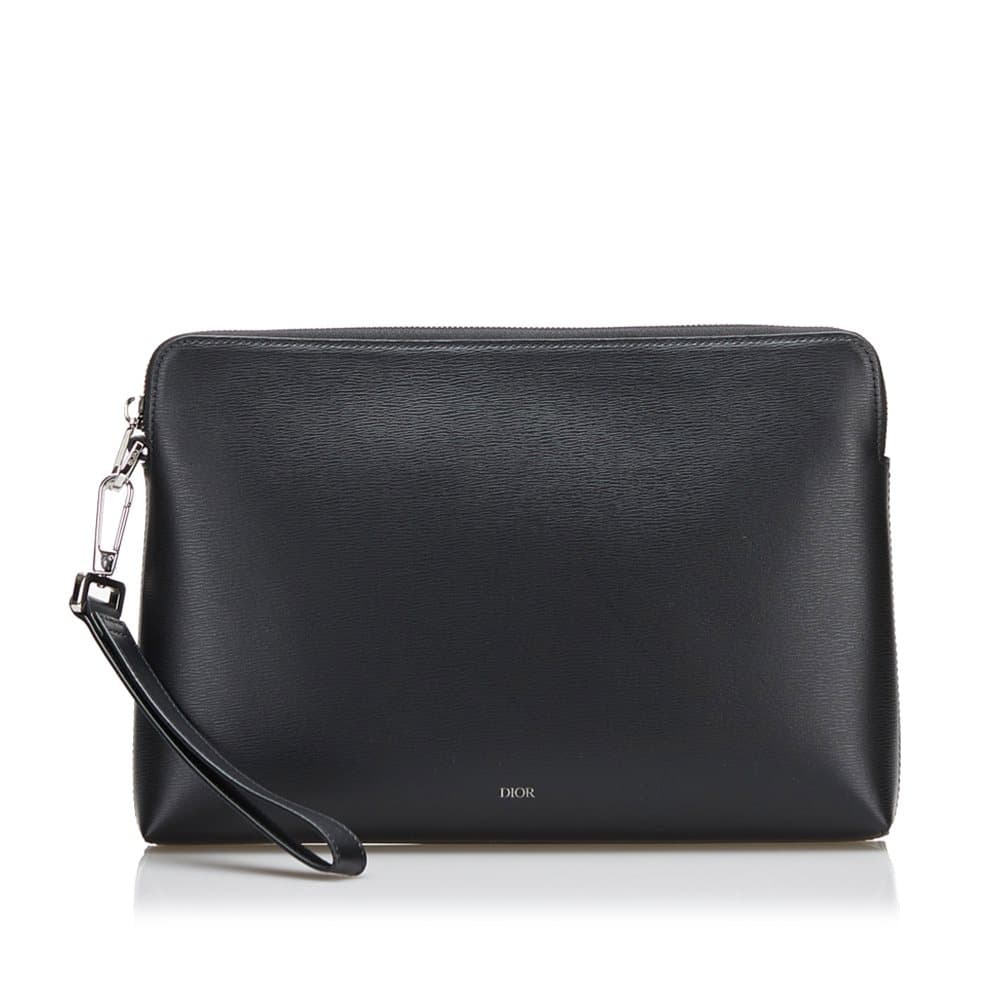Pre-owned Dior Leather Clutch Bag Black