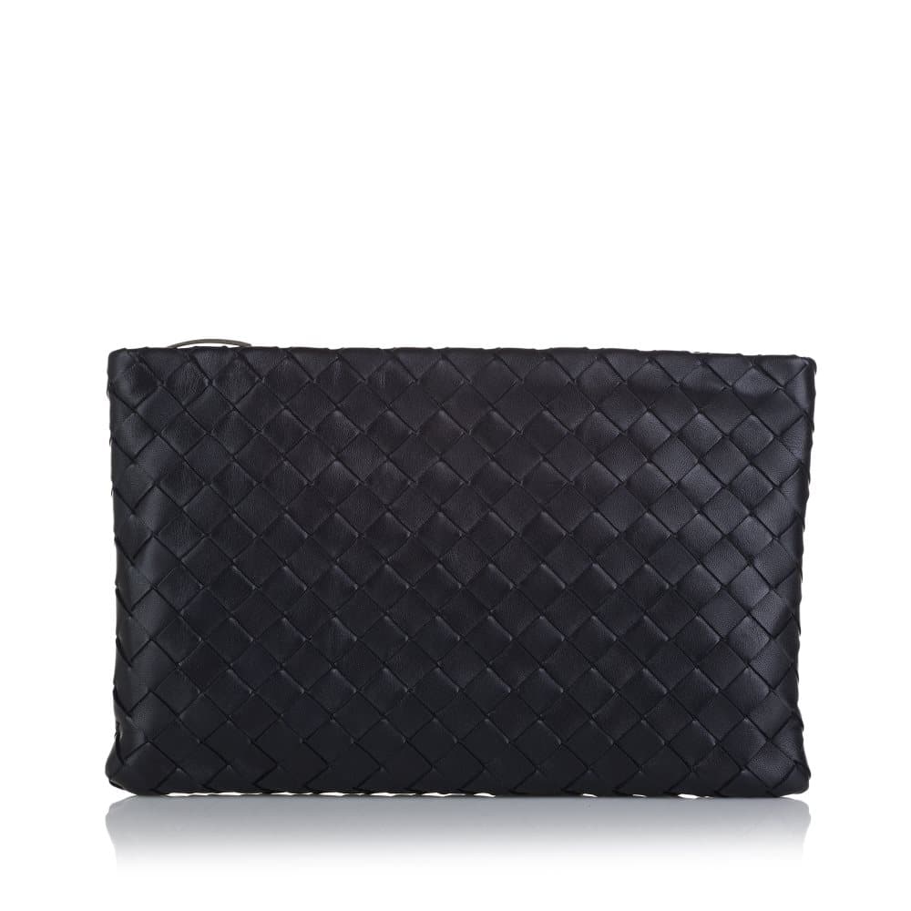 Pre-owned Bottega Veneta Intrecciato Clutch Bag Black