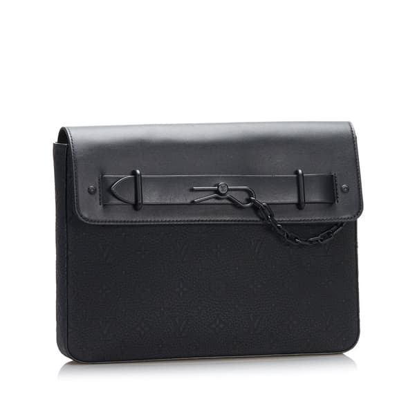 Pre-owned Louis Vuitton Monogram Taurillon Pochette Steamer Black