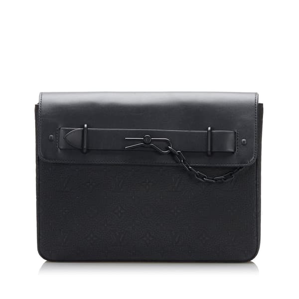 Pre-owned Louis Vuitton Monogram Taurillon Pochette Steamer Black