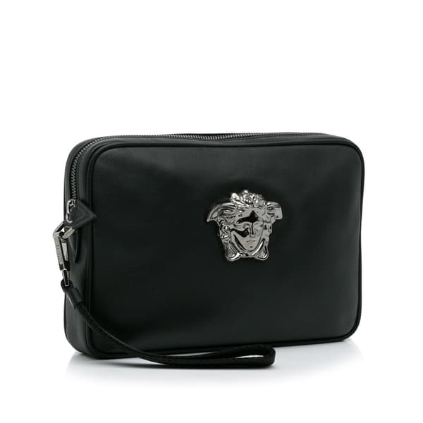 Pre-owned Versace Medusa Clutch Black
