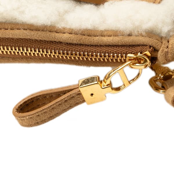 Pre-owned Dior Large Shearling Caro Pouch Brown