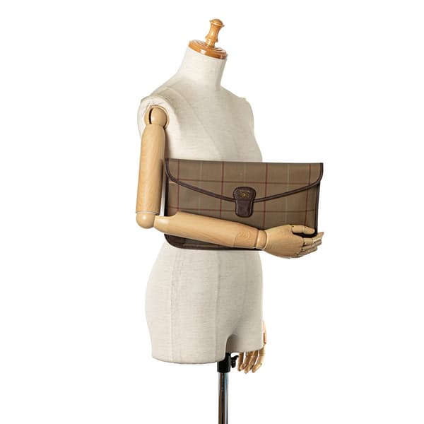 Pre-owned Burberry Vintage Check Canvas Clutch Brown