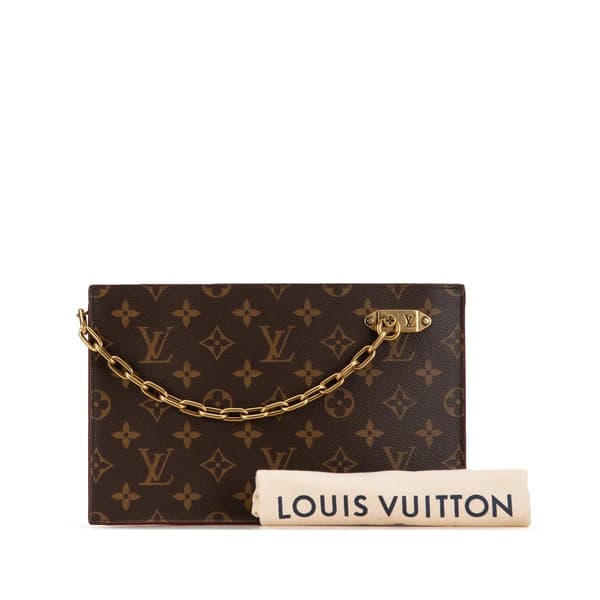 Pre-owned Louis Vuitton Monogram Legacy Chain Clutch Brown
