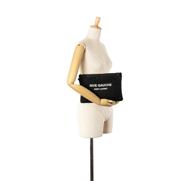 Pre-owned Saint Laurent Canvas Rive Gauche Clutch Black