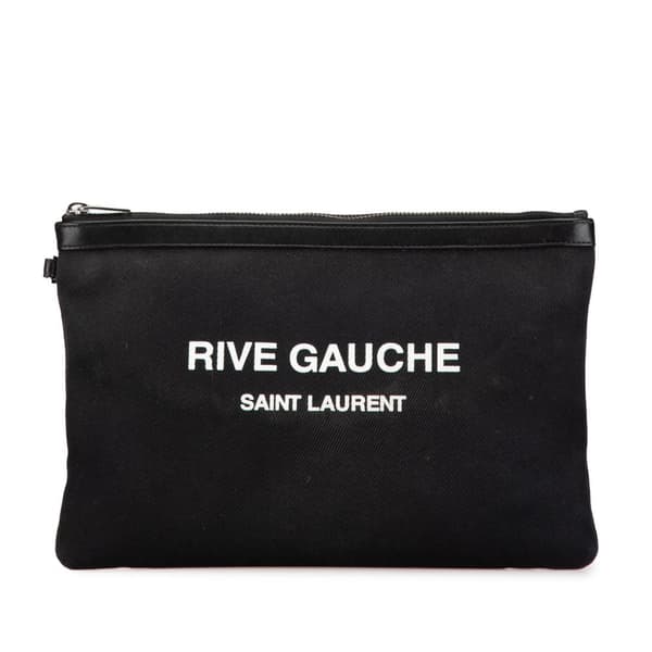 Pre-owned Saint Laurent Canvas Rive Gauche Clutch Black