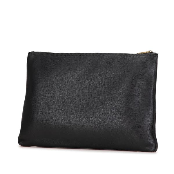 Pre-owned Gucci Leather Logo Clutch Bag Black